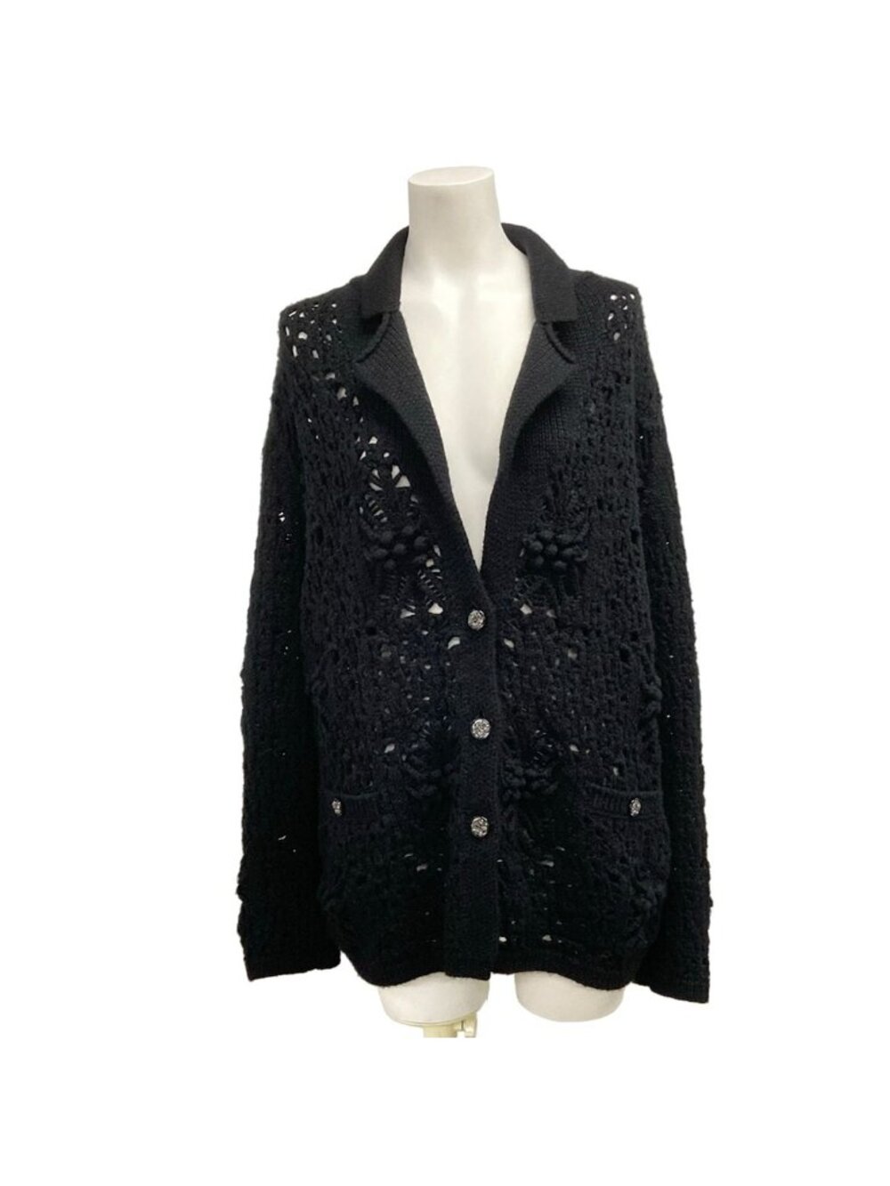Chanel Cardigan S Black Knit Cashmere 36